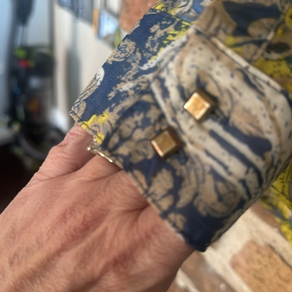 010 BCBG MAXAZRIA paisley sheer tie front blouse top shirt sz Small - Picture 4 of 4